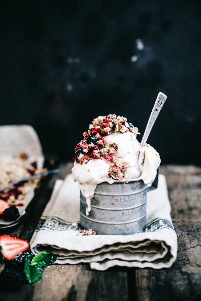 DairyFree Frozen Lemon Custard with Summer Berry Crumble